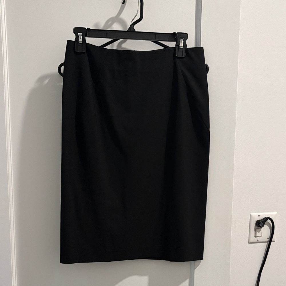 Theory Black Wool Pencil Skirt